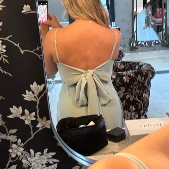 Birdy Grey Doris sage chiffon bridesmaid dress- I had the ruffle straps removed. - Picture 2 of 4